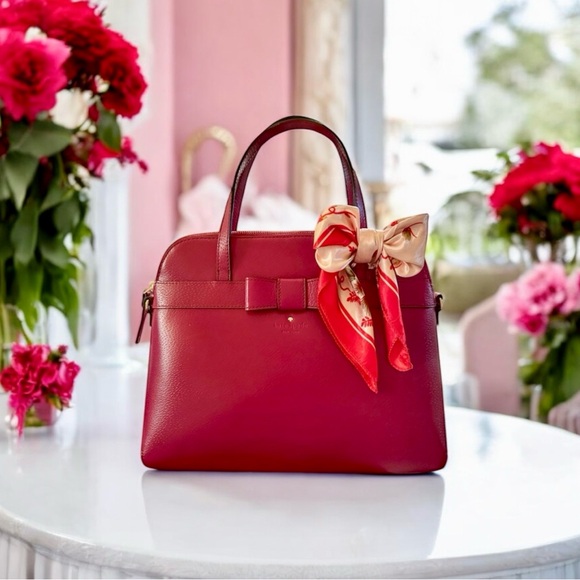 kate spade Handbags - Kate Spade Red Plum Bow Kirk Park Medium Maize Dome Satchel